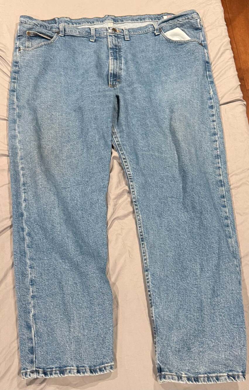 Wrangler Mens Blue Denim Relaxed Straight Jeans Size 48x30